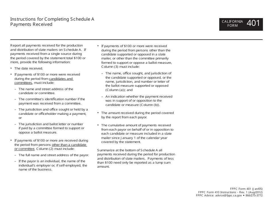 FPPC Form 401 Slate Mailer Organization Campaign Statement - California, Page 6