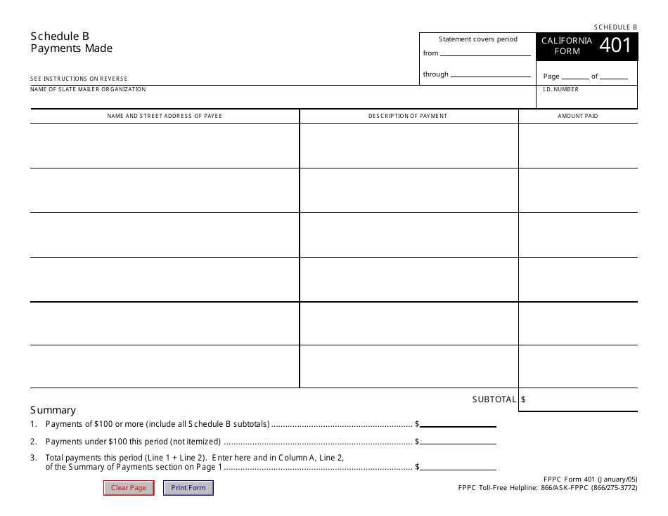 FPPC Form 401 Slate Mailer Organization Campaign Statement - California, Page 8