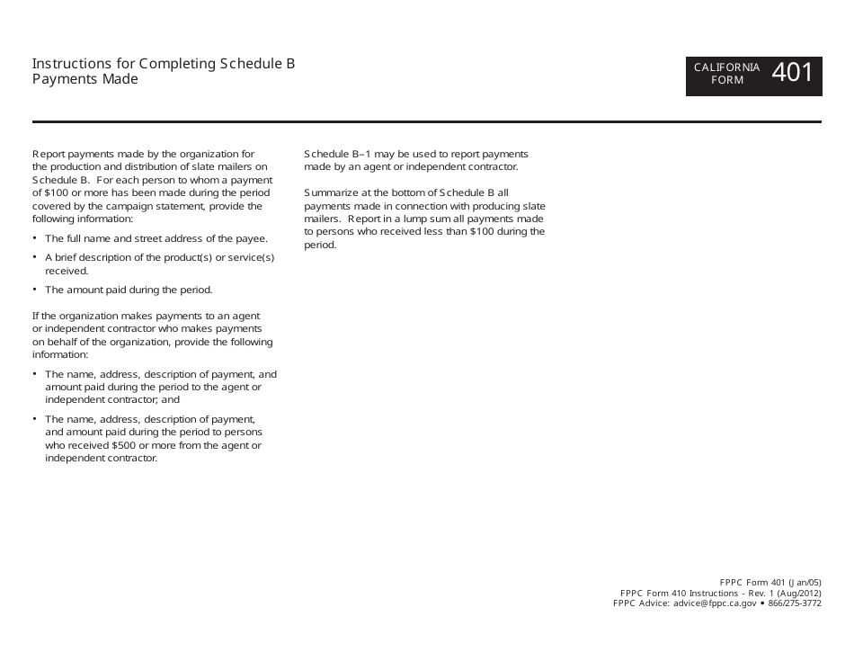 FPPC Form 401 Slate Mailer Organization Campaign Statement - California, Page 9