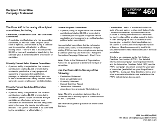FPPC Form 460 Recipient Committee Campaign Statement - California