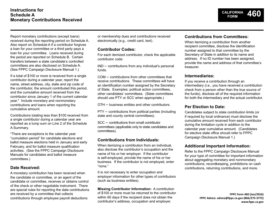 FPPC Form 460 Recipient Committee Campaign Statement - California, Page 10