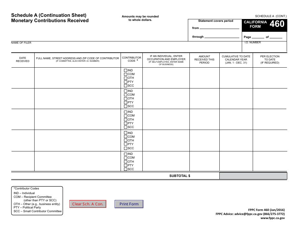 FPPC Form 460 Recipient Committee Campaign Statement - California, Page 11