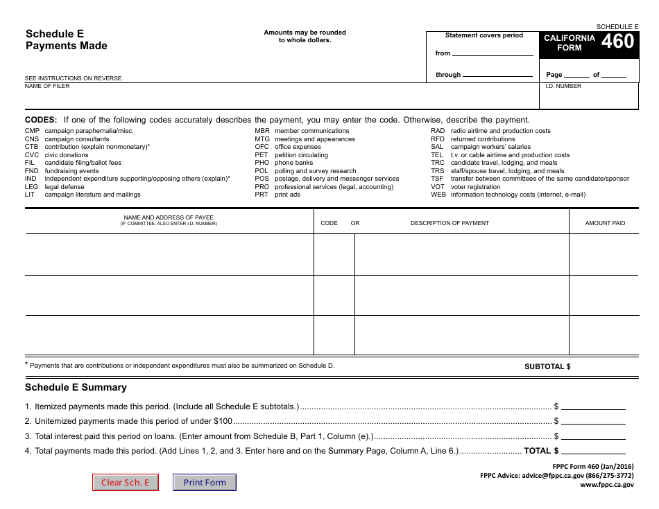 FPPC Form 460 - Fill Out, Sign Online and Download Fillable PDF ...