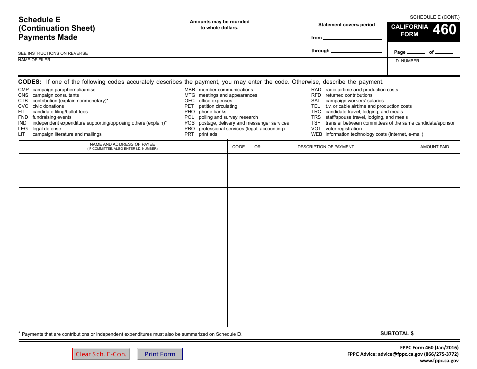 FPPC Form 460 Recipient Committee Campaign Statement - California, Page 23