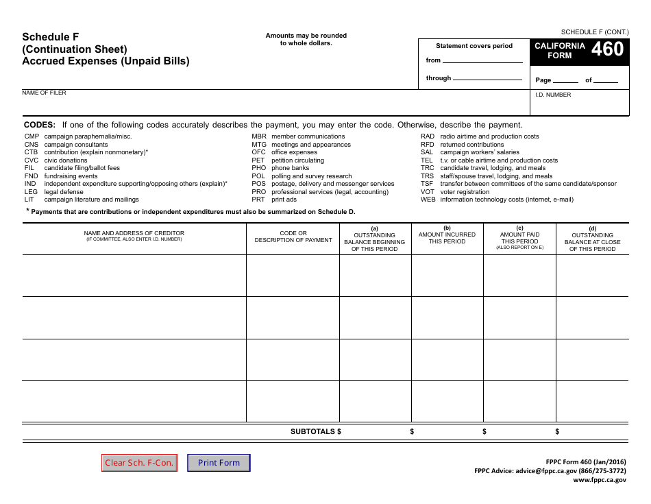 FPPC Form 460 Recipient Committee Campaign Statement - California, Page 27