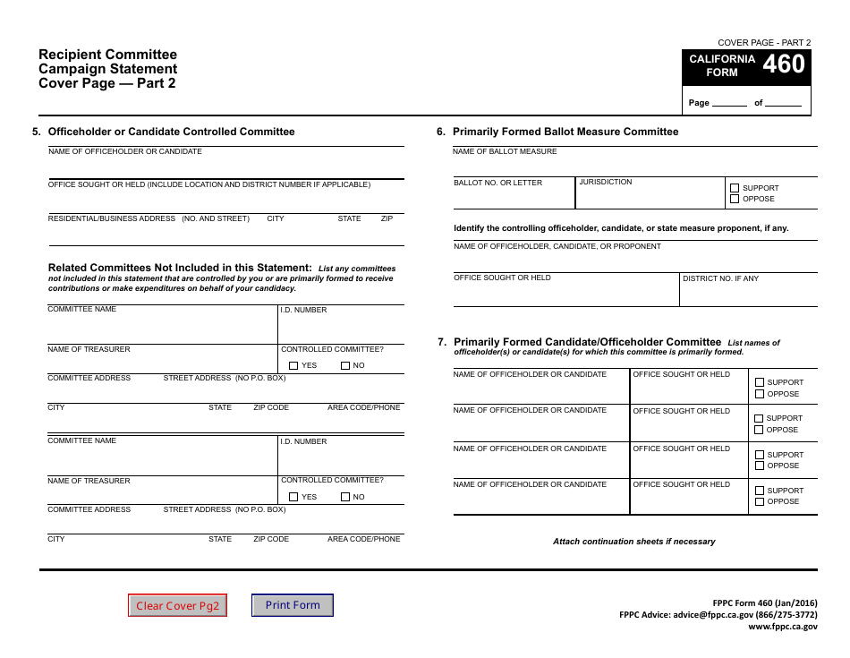 FPPC Form 460 Recipient Committee Campaign Statement - California, Page 5