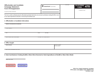 FPPC Form 470 Officeholder and Candidate Campaign Statement - Short Form - California, Page 3
