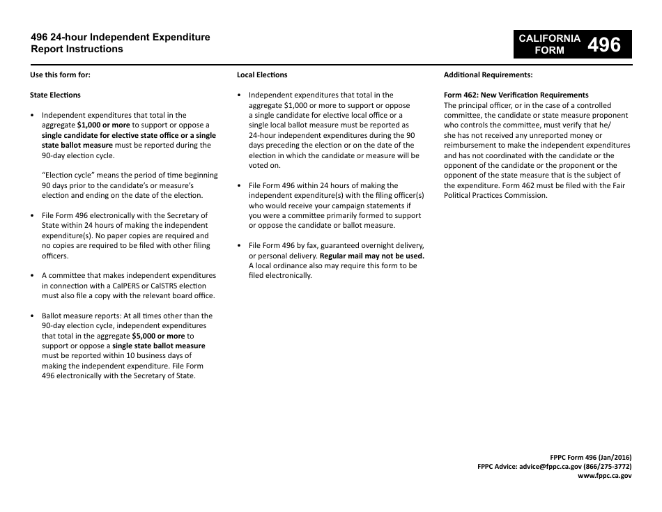 FPPC Form 496 Independent Expenditure Report - California, Page 1