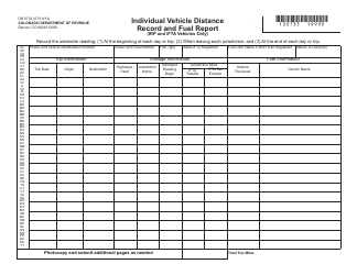 Document preview: Form DR0735 Individual Vehicle Distance Record and Fuel Report - Colorado