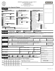 Document preview: Form PS2010-18 Application for Special Plates - Minnesota