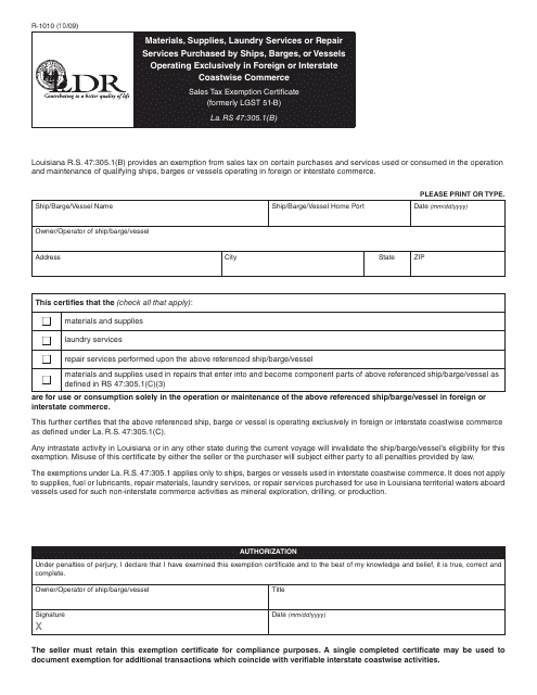 Form R-1010  Printable Pdf