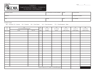 Form R-5404 Schedule F Supplier/Permissive Supplier - Schedule for Tax Bad Debt Credit/Repayment - Louisiana