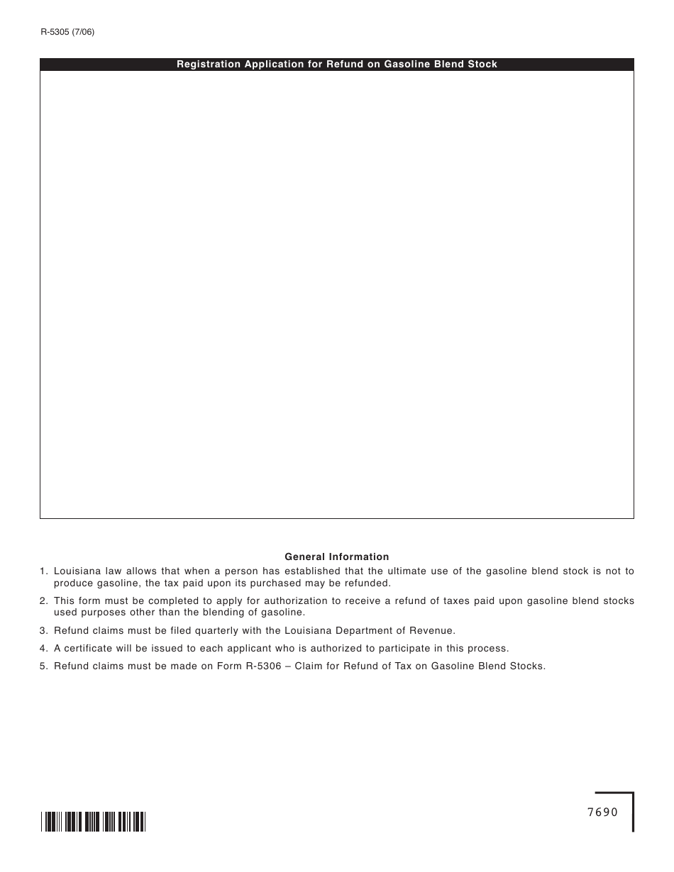 Form R-5305 Registration Application for Gasoline Blend Stocks - Louisiana, Page 2