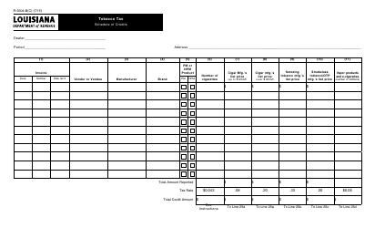 Form R-5604-B(C) Tobacco Tax - Schedule of Credits - Louisiana