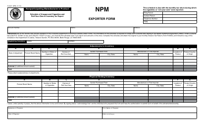 Form R-5611 NPM Nonparticipating Manufacturer&#039;s Product - Schedule of Unapproved Cigarettes and Roll-Your-Own in Inventory for Export - Louisiana