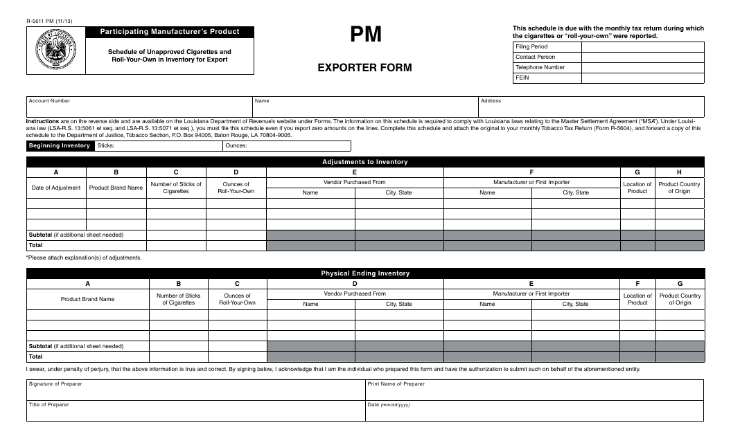 Form R-5611 PM  Printable Pdf