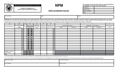 Document preview: Form R-5612 NPM Nonparticipating Manufacturer's Product - Schedule of Cigarettes and Roll-Your-Own Sold Outside Louisiana - Non-louisiana Sales - Louisiana