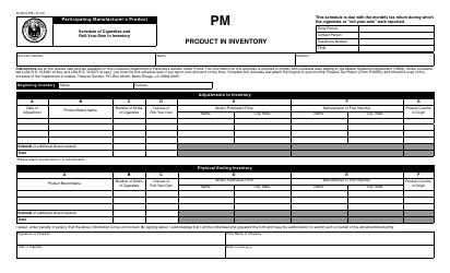 Document preview: Form R-5613 PM Participating Manufacturer's Product - Schedule of Cigarettes and Roll-Your-Own in Inventory - Product in Inventory (Pm) - Louisiana