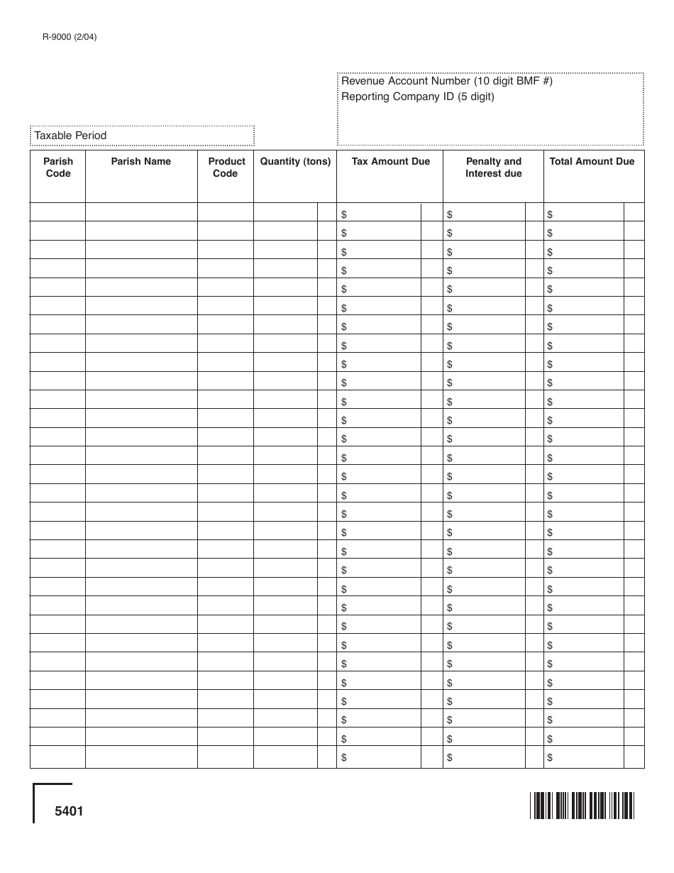 Form R-9000 Mineral-Parish Summary Return(M-1s) - Louisiana, Page 2