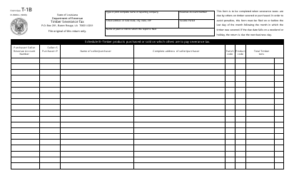 Document preview: Form R-9030-L (SEV. T-1B) Timber Severance Tax - Louisiana