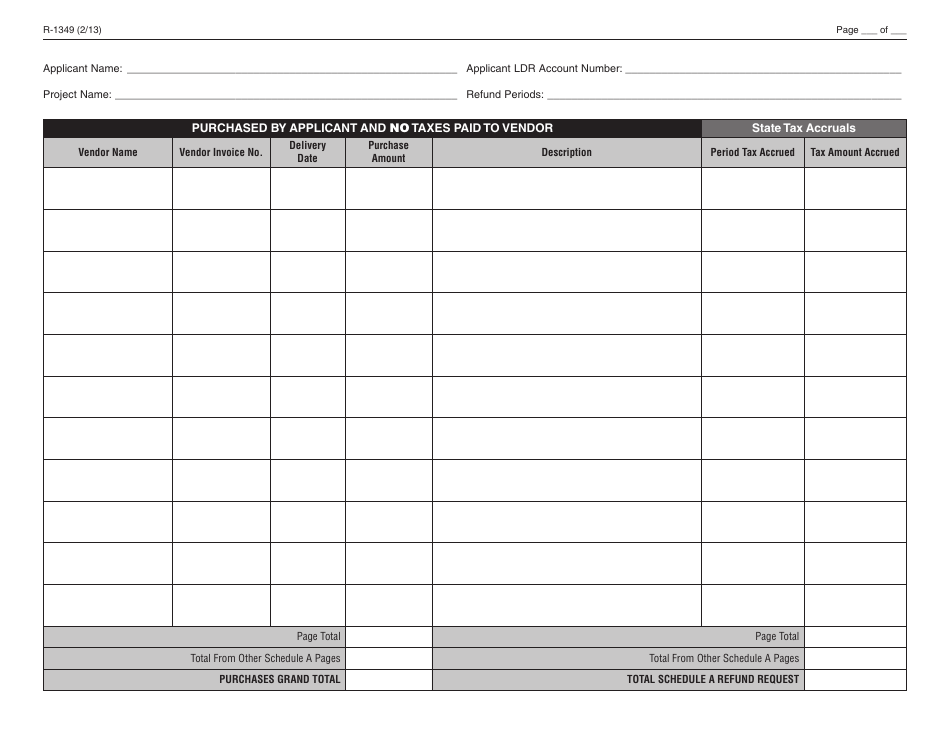 Form R-1349 Pollution Control Equipment Sales / Use Tax Exemption / Refund Application - Louisiana, Page 6