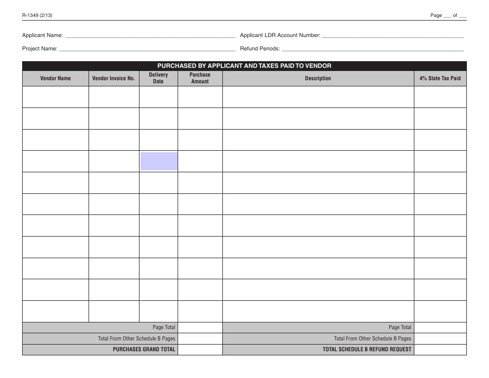 Form R-1349 Pollution Control Equipment Sales / Use Tax Exemption / Refund Application - Louisiana, Page 7