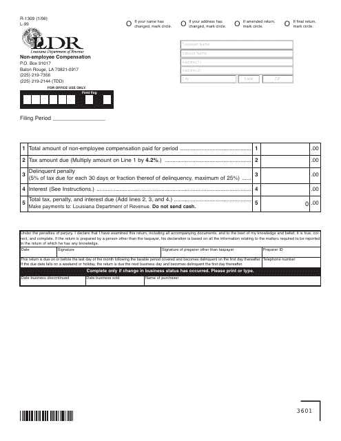 Form R-1309 (L-99) Non-employee Compensation - Louisiana