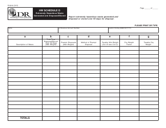Document preview: Form R-5216 Schedule D Extremely Hazardous Waste Generated and Disposed/Stored - Louisiana