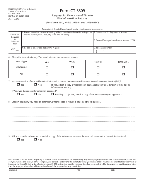Form CT-8809  Printable Pdf