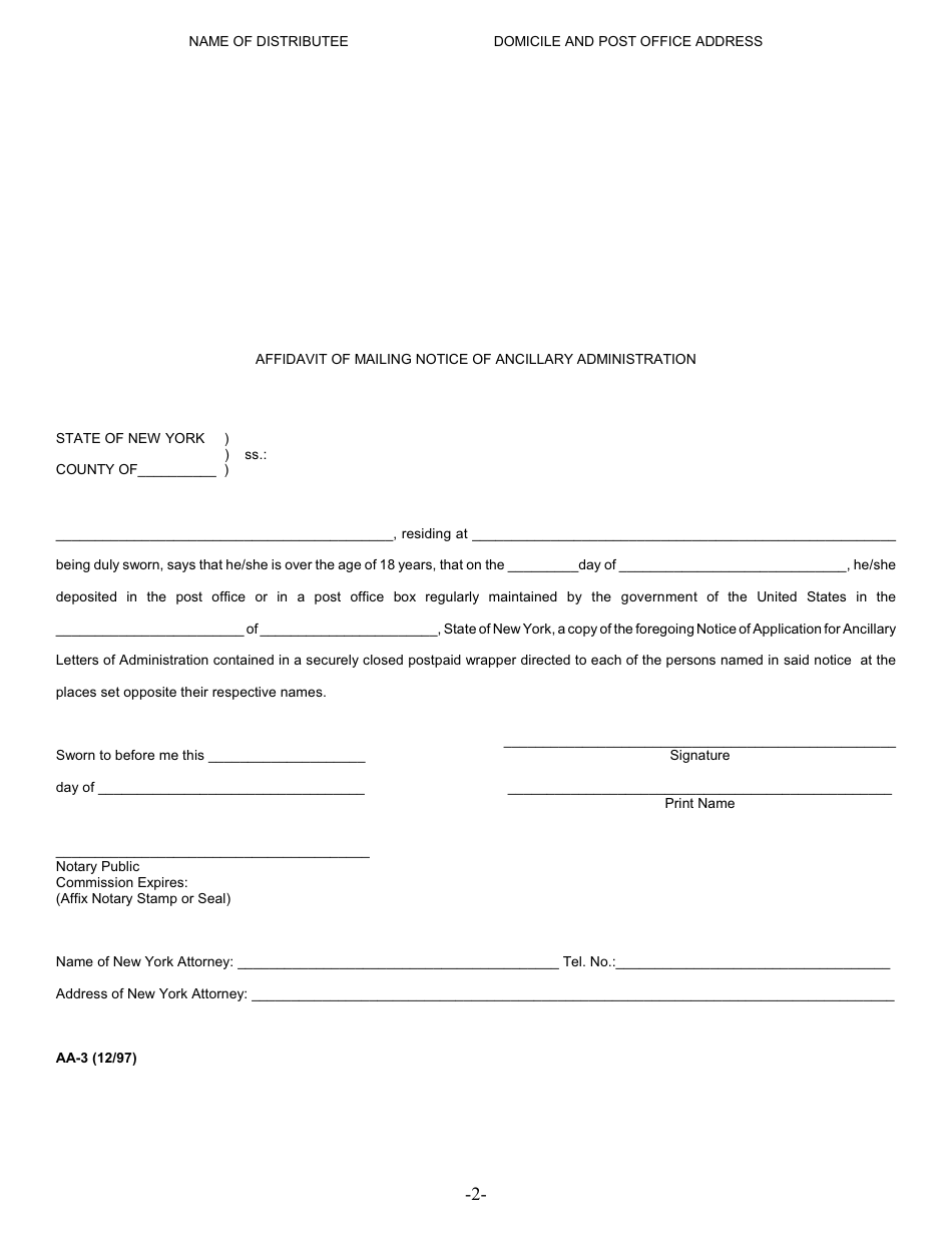 Form AA-1 Petition for Ancillary Letters of Administration Scpa Article 16 - New York, Page 8