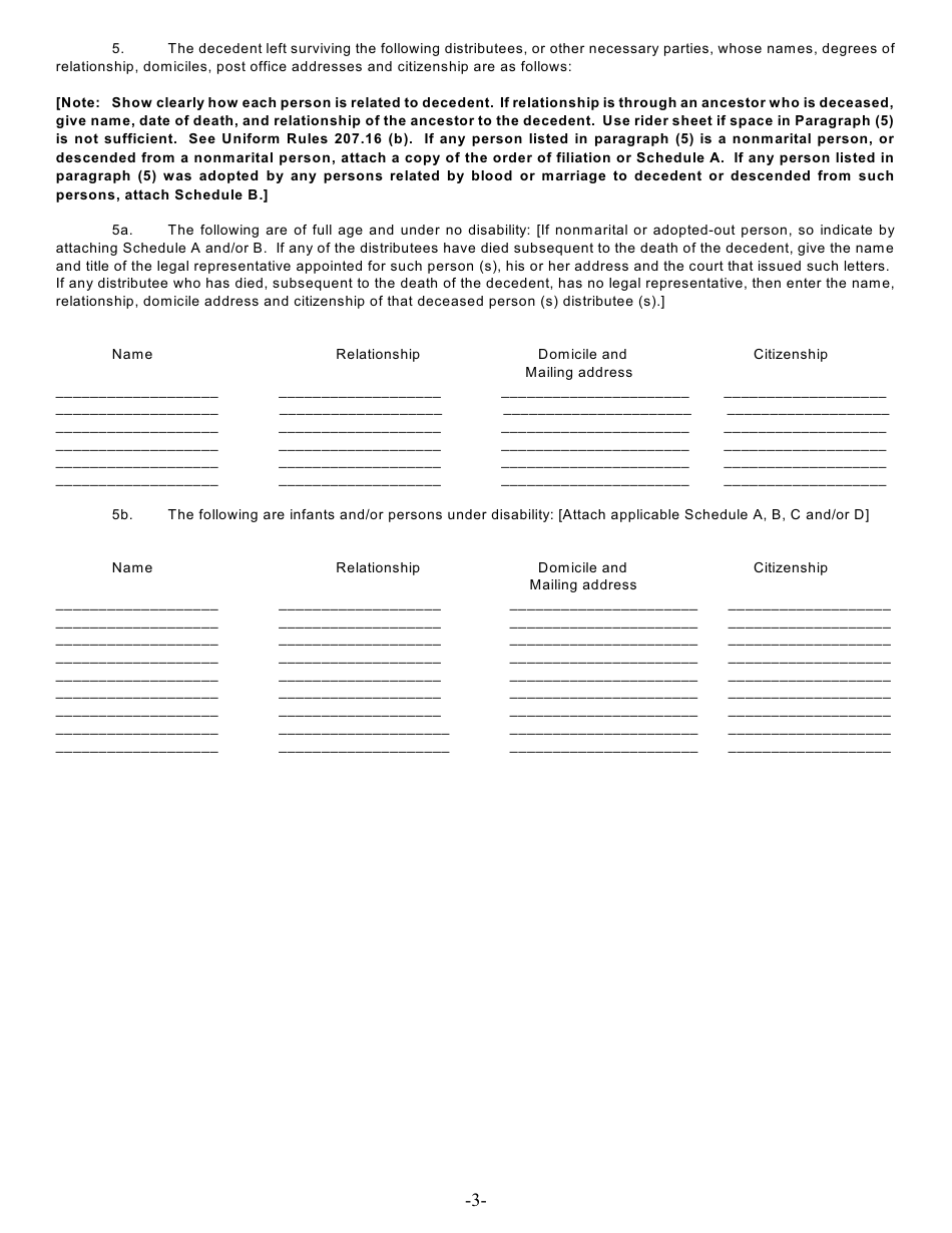 Form ADM / DBN-1 Petition for Letters of Administration D.b.n. Scpa 1007 - New York, Page 3