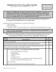 Document preview: Form ADBN-CHKLST Administration D.b.n. Proceeding Checklist - New York