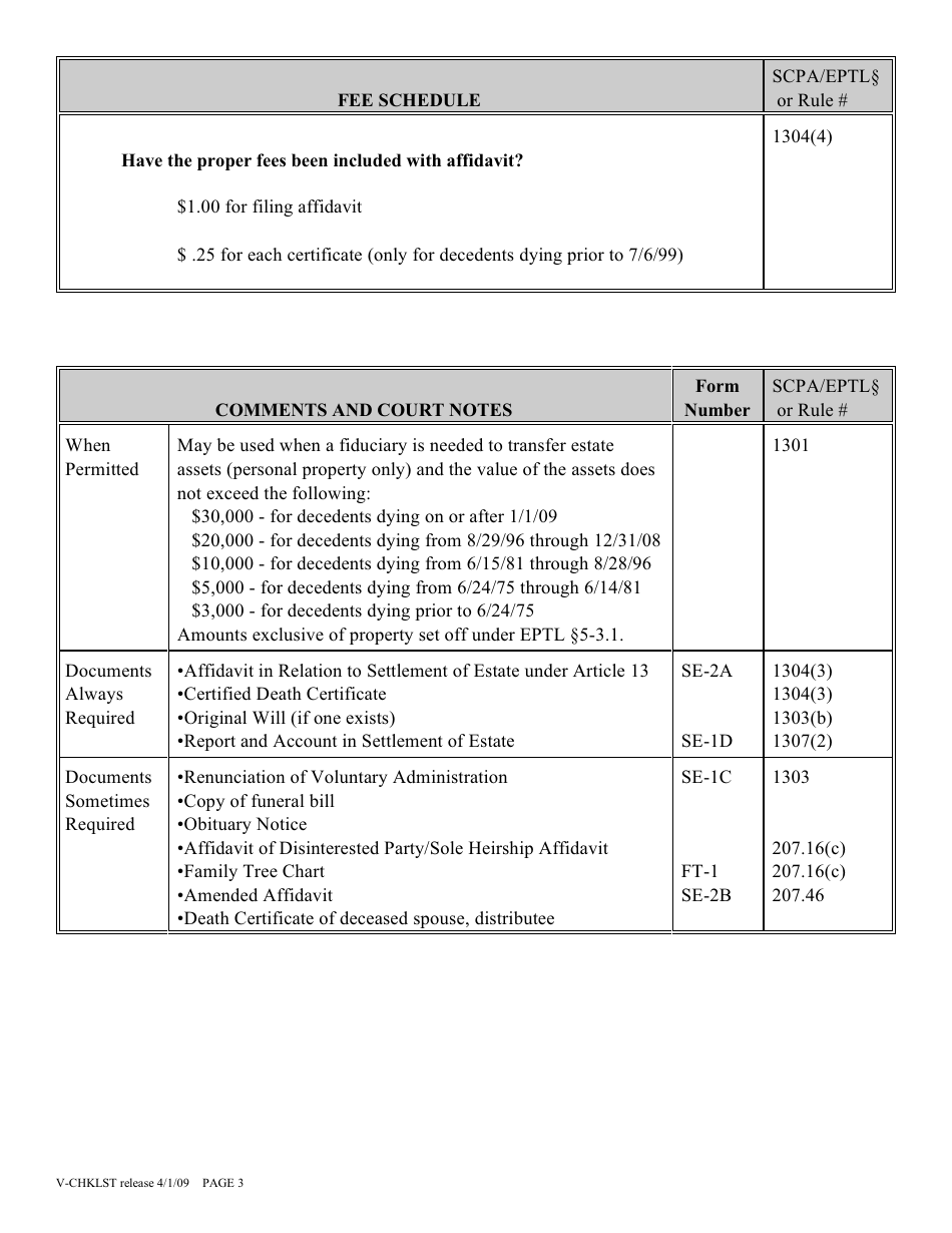 Form V-CHKLST Voluntary Administration Checklist - New York, Page 3