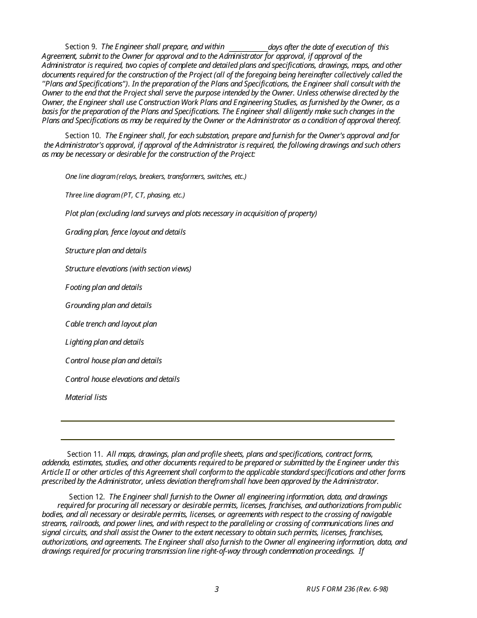 Form 236 Engineering Service Contract - Electric System Design and Construction, Page 3