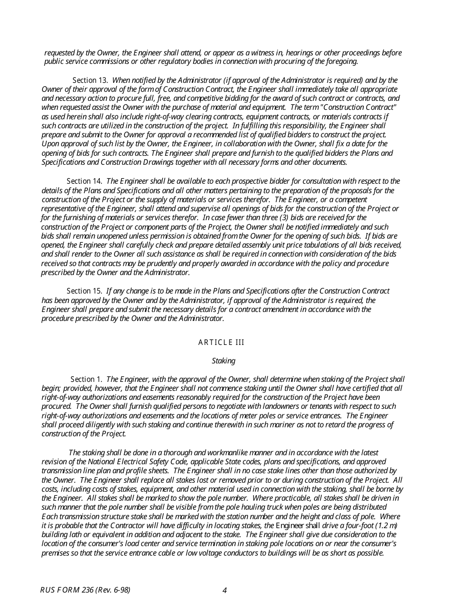 Form 236 Engineering Service Contract - Electric System Design and Construction, Page 4