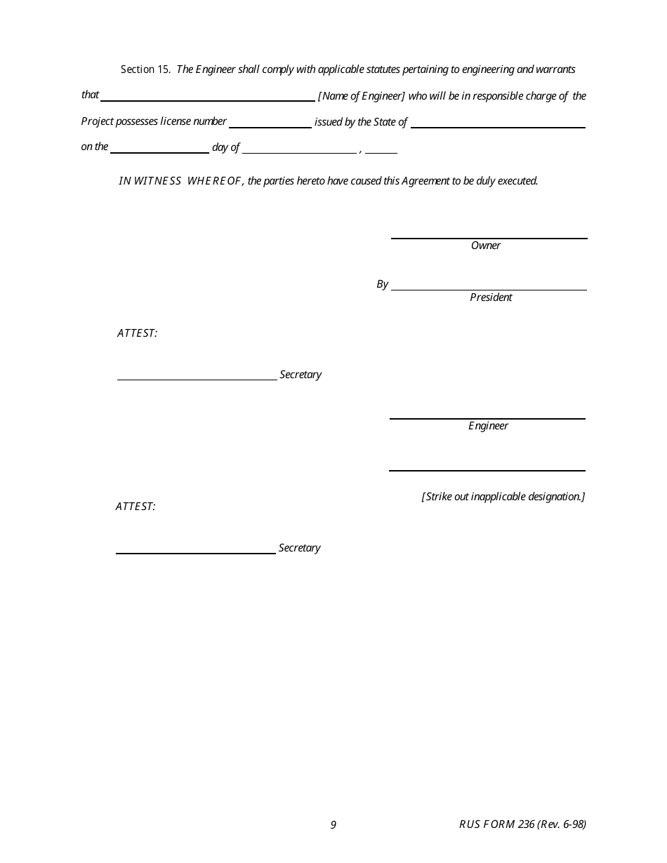 Form 236 Engineering Service Contract - Electric System Design and Construction, Page 9