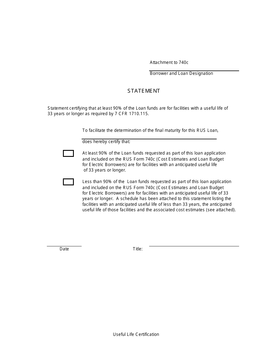 Form 740C Cost Estimates and Loan Budget for Electric Borrowers, Page 10