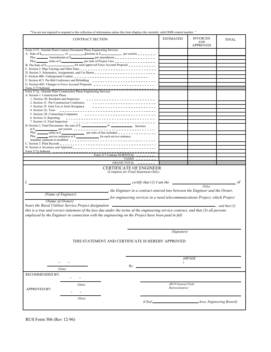 RUS Form 506 - Fill Out, Sign Online and Download Printable PDF ...