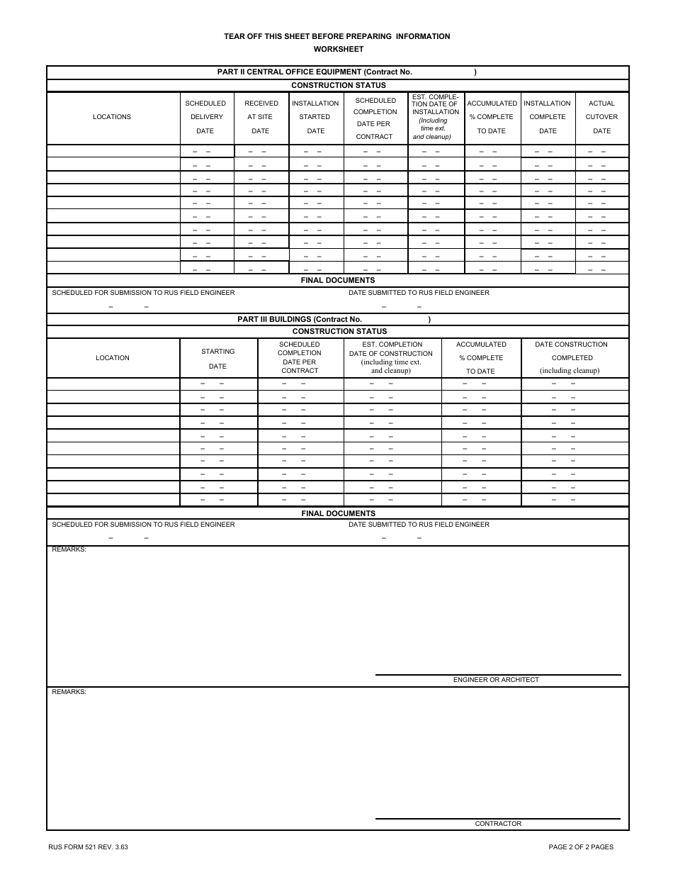 RUS Form 521 - Fill Out, Sign Online and Download Printable PDF ...