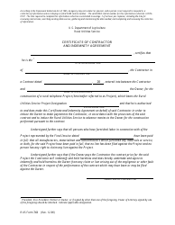 RUS Form 743 &quot;Certificate of Contractor and Indemnity Agreement&quot;