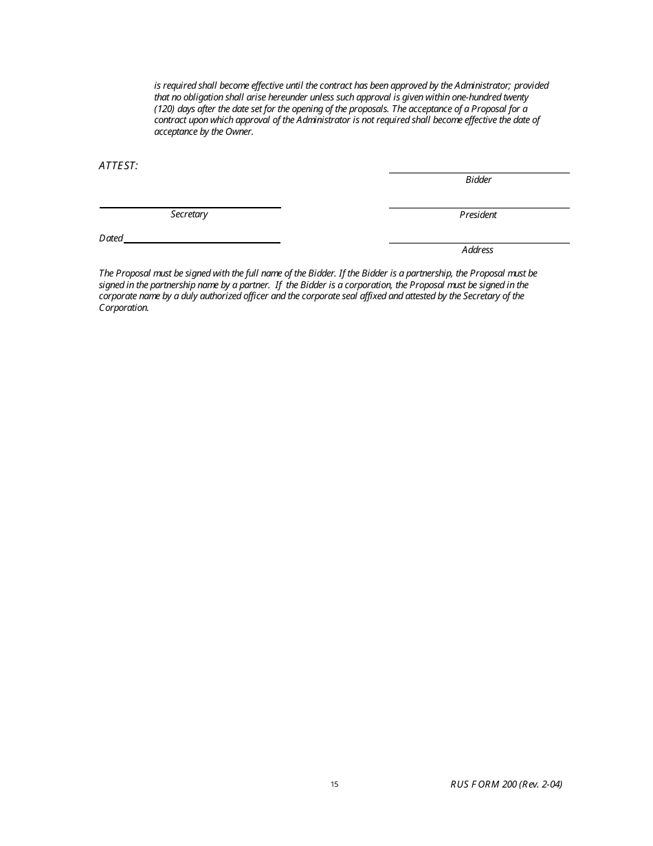 RUS Form 200 Construction Contract - Generating, Page 15