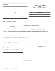 Document preview: Form CIV-SC-63 Affidavit of Service of an Information Subpoena - New York City