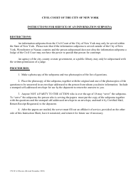 Form CIV-SC-63 Affidavit of Service of an Information Subpoena - New York City, Page 2