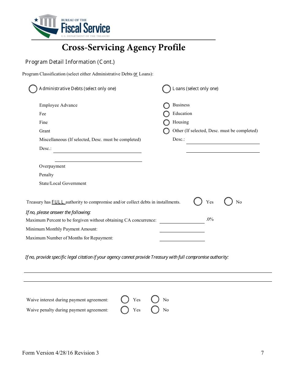 Cross-servicing Agency Profile Form, Page 8