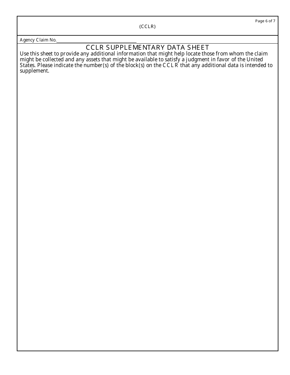 Claims Collection Litigation Report (Cclr) Form, Page 6