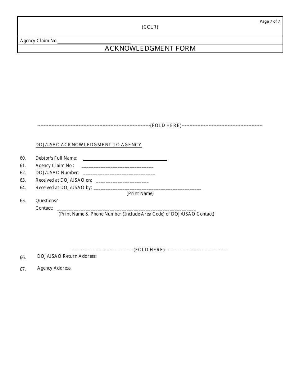Claims Collection Litigation Report (Cclr) Form, Page 7