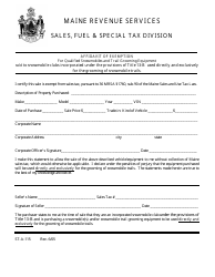 Document preview: Form ST-A-115 Affidavit of Exemption for Snowmobile & Trailgrooming Equipment - Maine