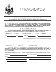 Form ST-A-111 Interstate Commerce Exemption Affidavit - Retail Sale - Maine