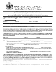 Form ST-A-106 &quot;Affidavit of Exemption for Immediate Removal&quot; - Maine