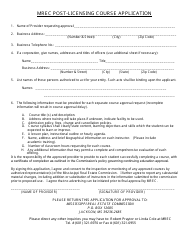 Mrec Post-licensing Course Application Form - Mississippi